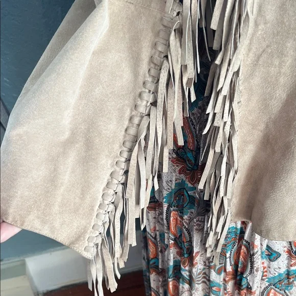 Dialogue Beige Fringe Suede Blazer - Picture 2 of 8